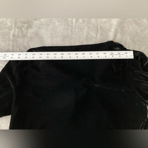 Zara Dress Women’s S Black Velvet Embroidered V-Neck Long Sleeve Mini Preppy - Picture 8 of 10